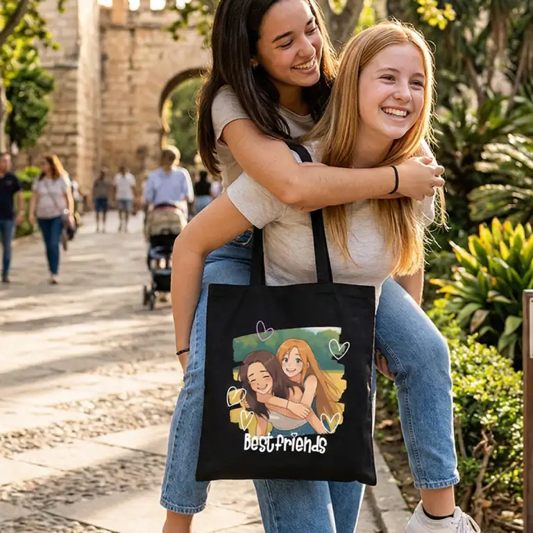 Bolsa de tela best friends con foto