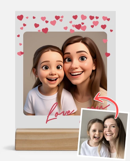 Cuadro de plexiglás con ilustración de familia personalizada